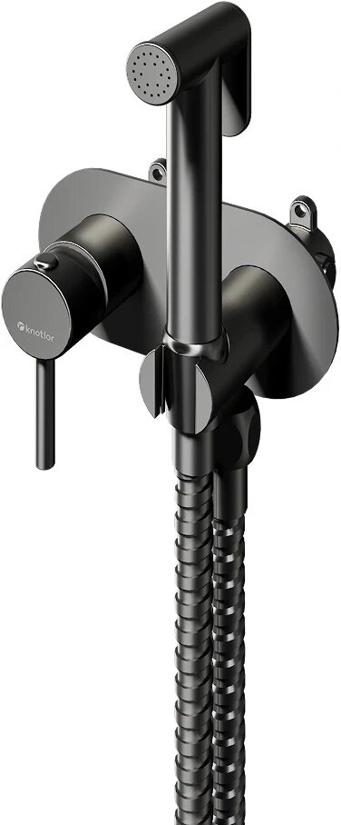 Гигиенический душ Knotlor Dew FHS01S1GM со смесителем, вороненая сталь
