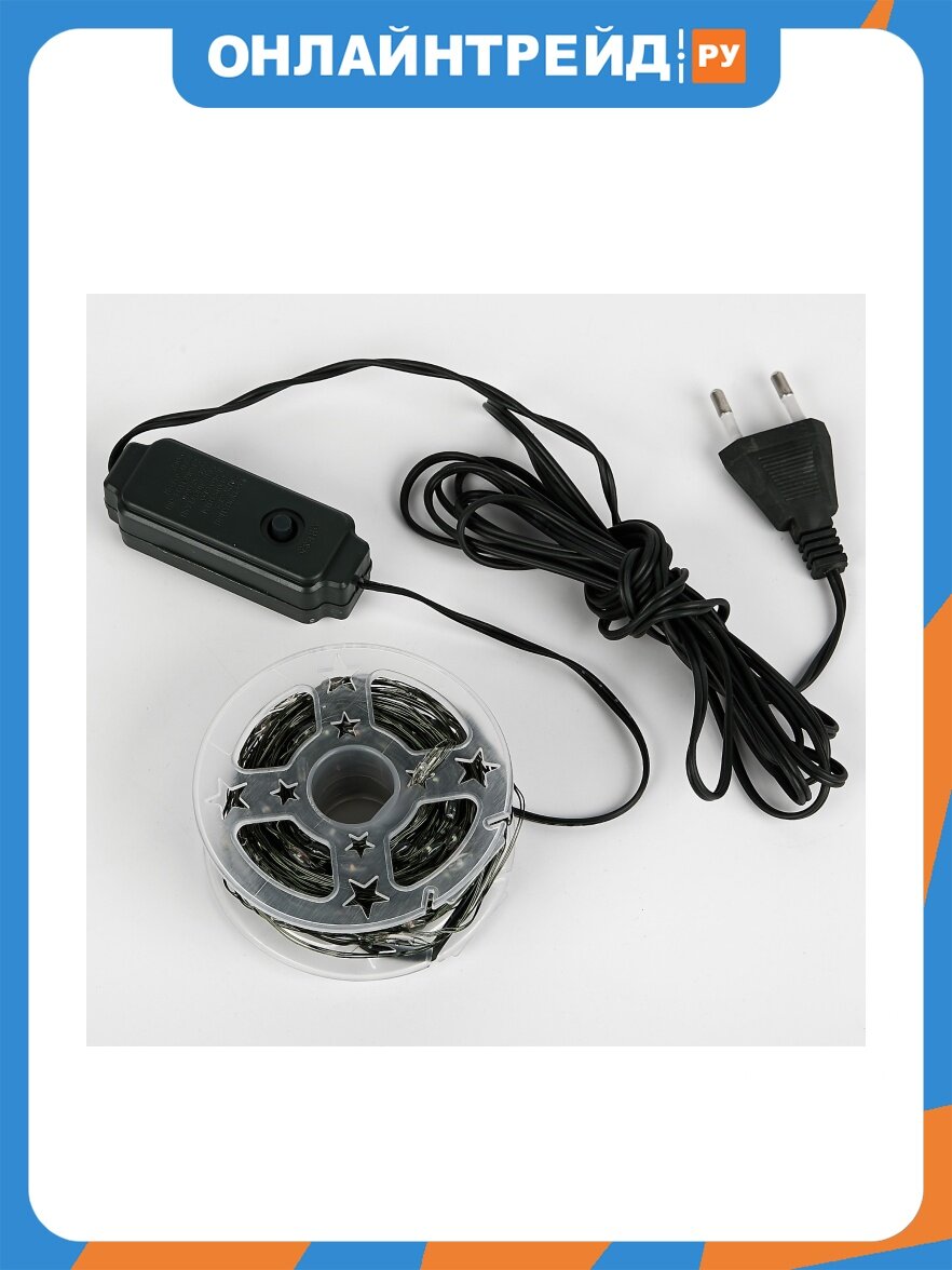 Светодиодная гирлянда Uniel ULD-S3000-300-DGA WARM WHITE IP20 DEW "Роса" 30м. 300 светодиодов. Теплый белый свет. Провод зеленый, UL-00012083
