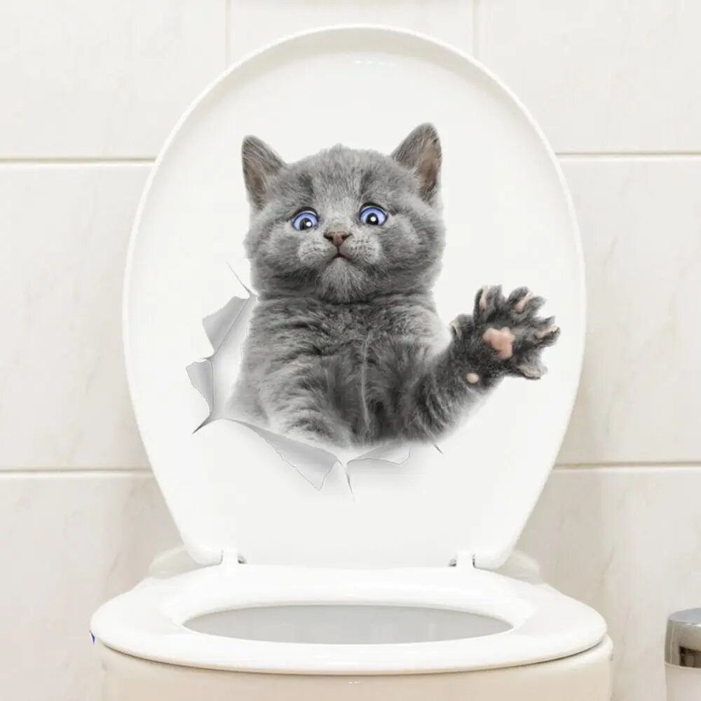 Наклейка на унитаз с котом, цвет 1