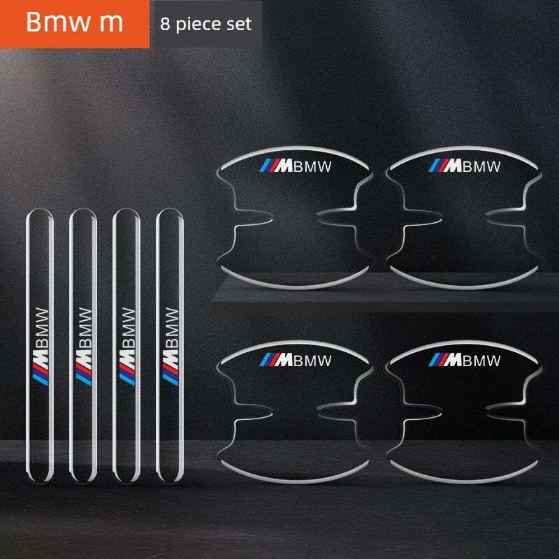 BMW M Белый Логотип Прозрачный SL Дрип Глюк Защитная Пленка для Ручек Дверей - Набор 8 шт