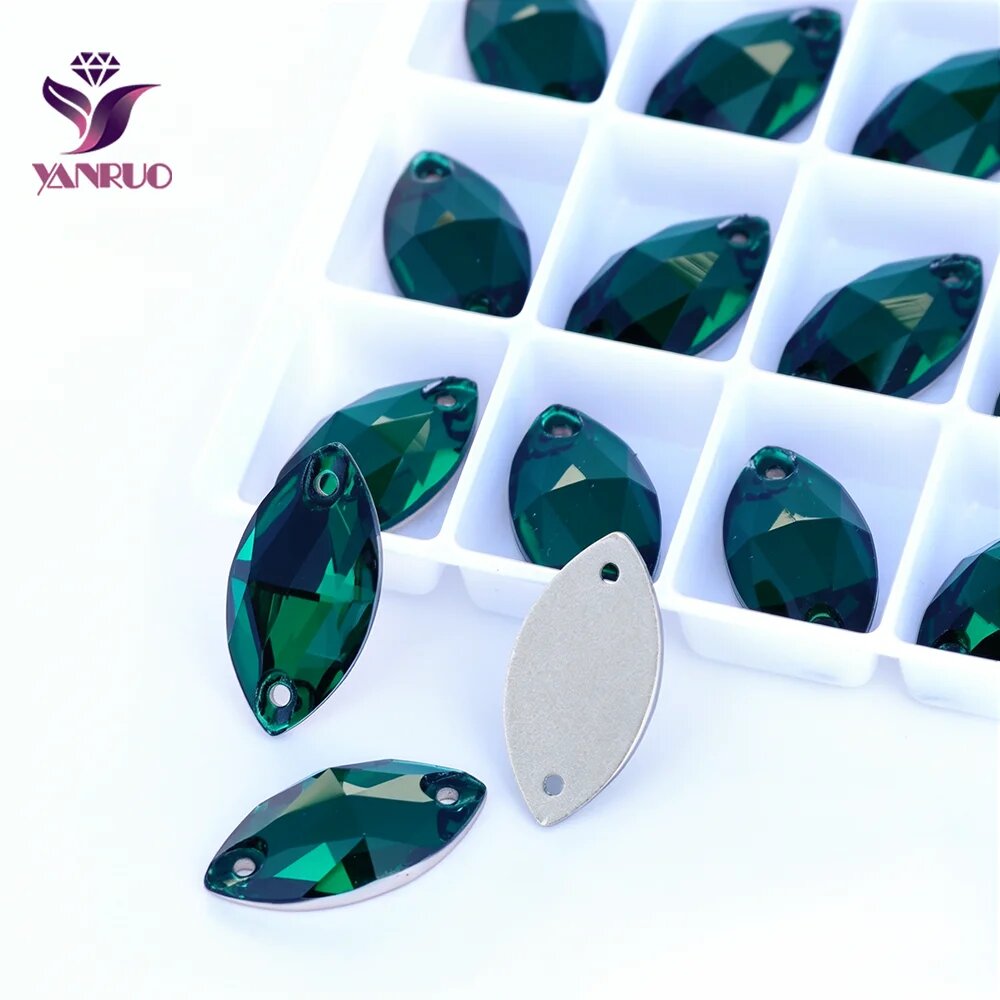 Изумрудные стразы Navette YANRUO 3223