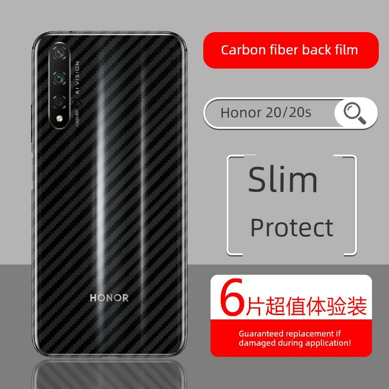 Защитная пленка из углеволокна для задней части Honor 20 Youth, 6 шт, устойчивая к царапинам, матовая поверхность для