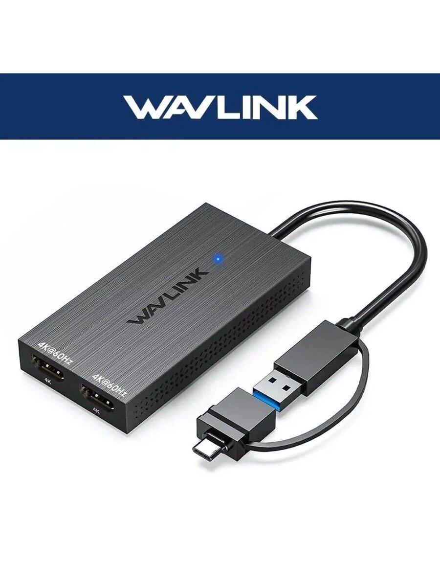 WAVLINK 1 В 2 HDMI-адаптера USB C в двойной DisplayLink 4K @ 60 Гц для M1/ M2 / M3