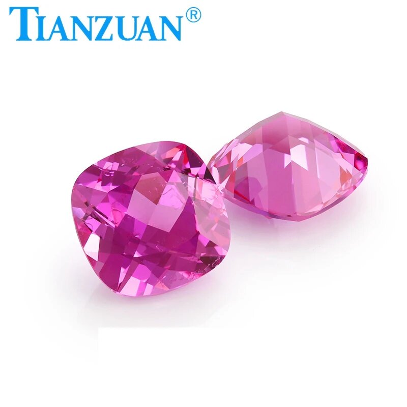Лабораторный сапфир ТIANZUAN розовый cushion shape 4x4 8x8mm 2pc
