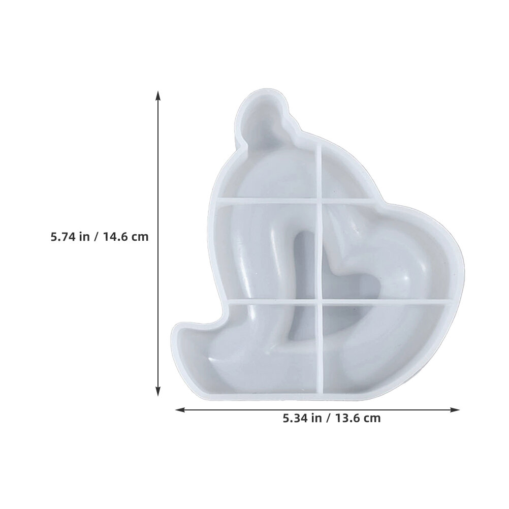 Форма для аромасвечей, силикон, сердце, для рукоделия, размер 14.60x13.60x3.00 см, 2 шт