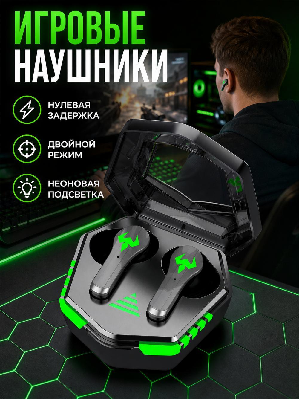 Наушники Bluetooth N35, беспроводные внутриканальные, игровые, с шумоподавлением, низкая задержка 5.2