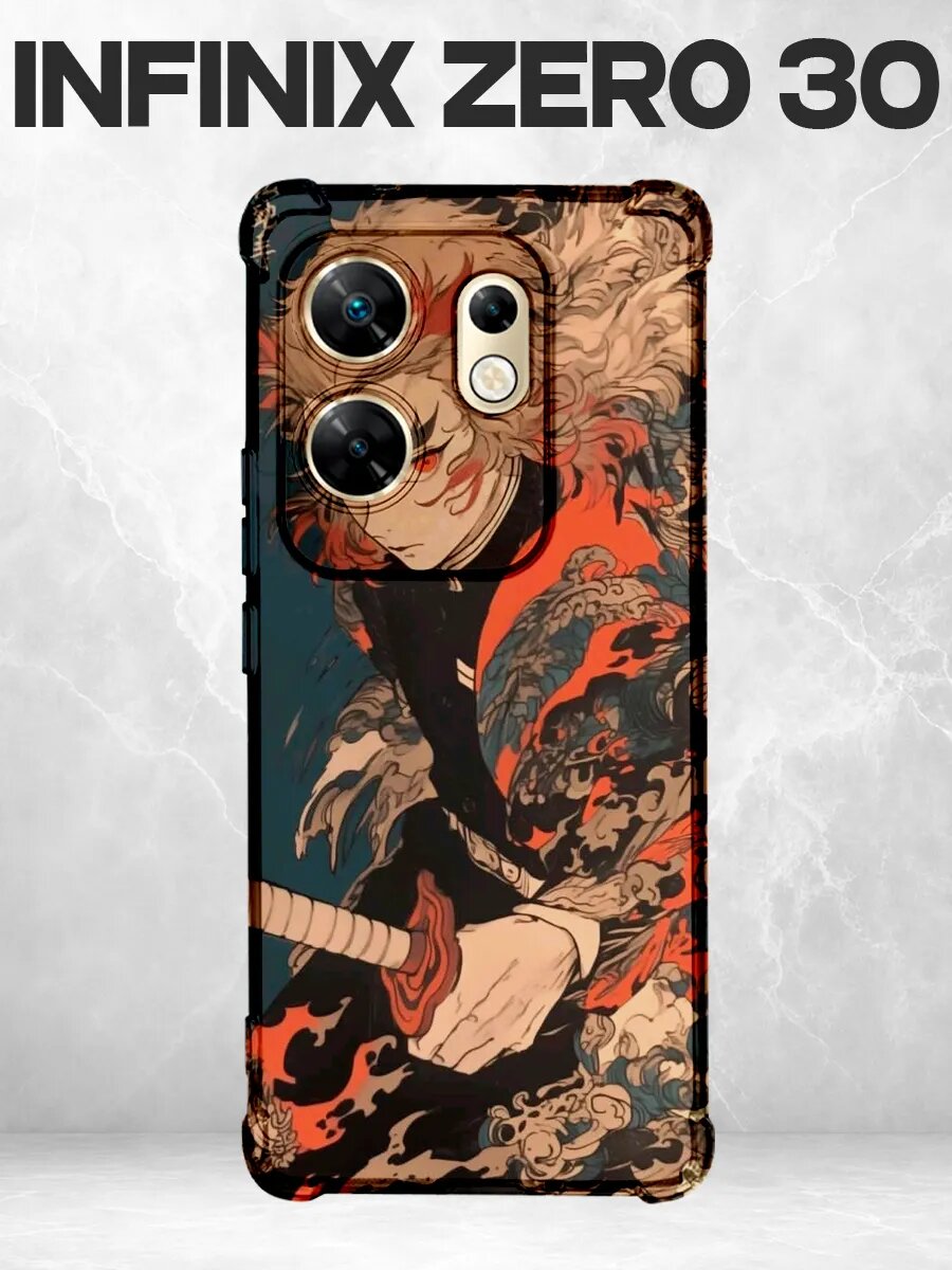 Чехол на Infinix Zero 30 Ренгоку Клинок рассекающий демонов