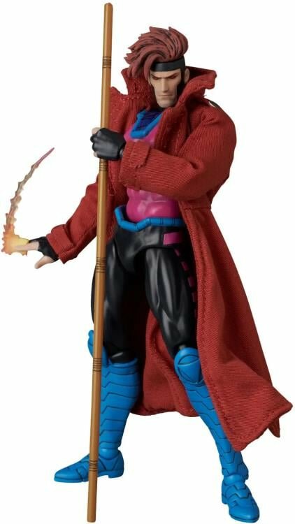MAFEX No.287 Gambit Comic Variant, 16 см, премиум артикуляция, посох, эффекты карт