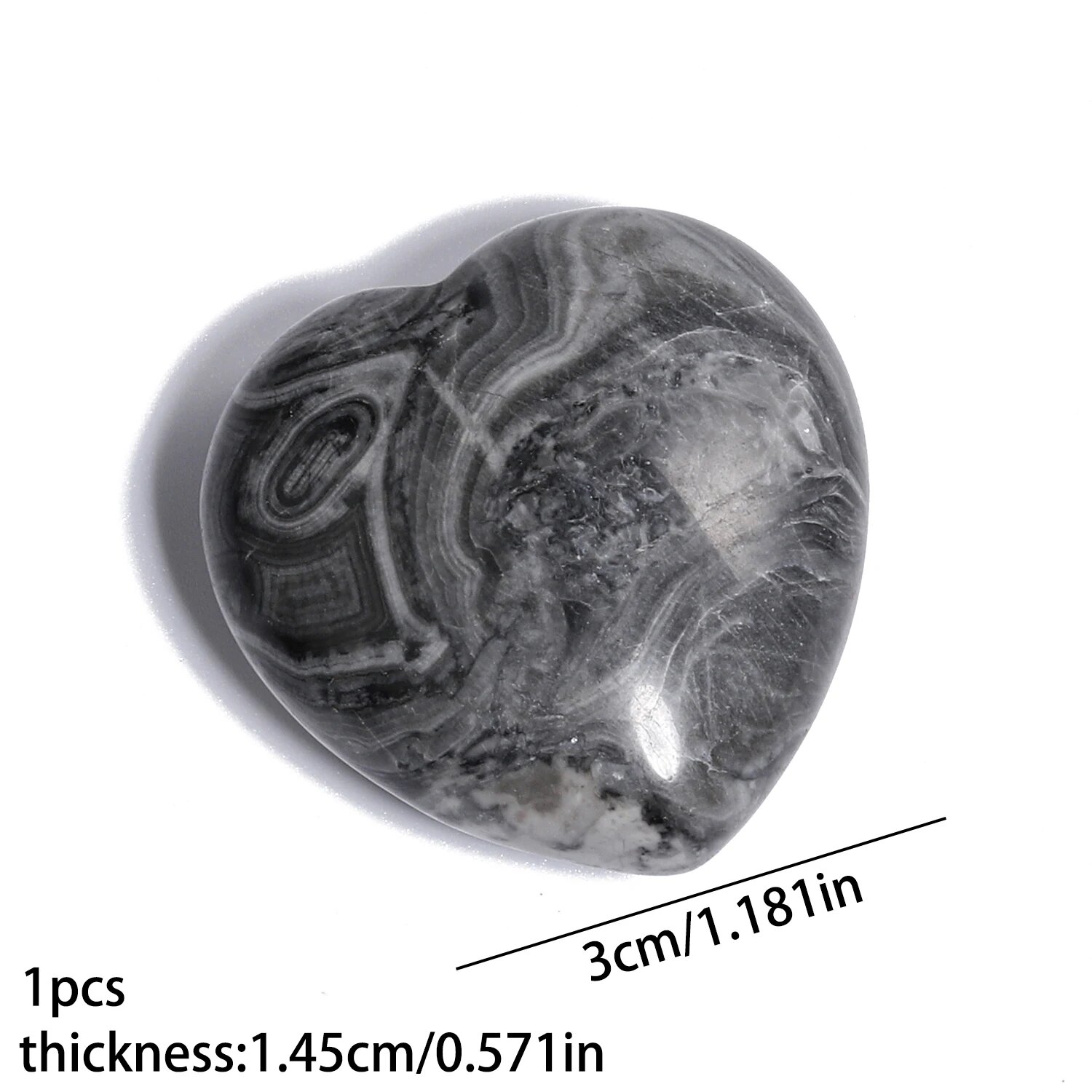 Сердце из пикассо-яспера, 3см, 1.45см