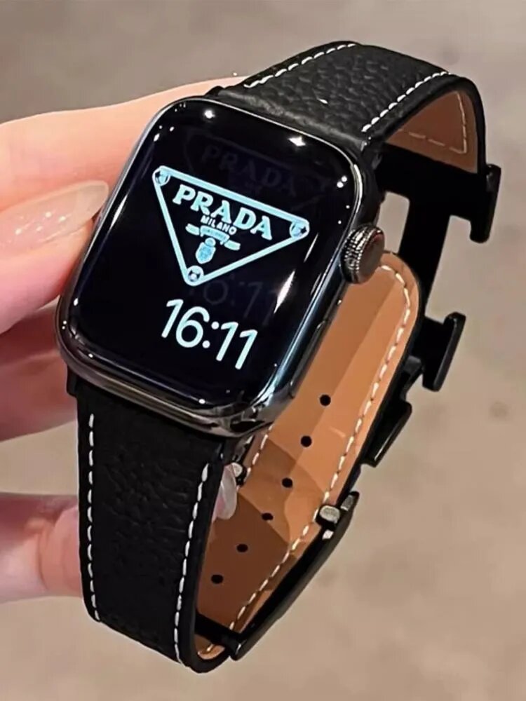 Кожаный ремешок с Н-образной магнитной пряжкой подходит для смарт-часов apple watch S10/SE/Ultra 42мм, 44мм, 45мм, 49мм