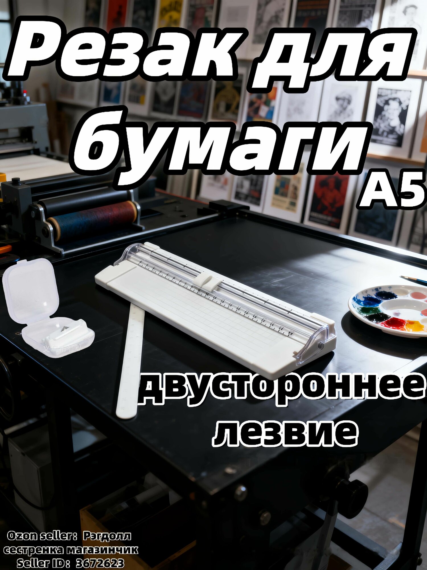 Портативный резак для бумаги A 5, двустороннее лезвие, для фотографий и скрапбукинга Белый Бесплатный 1 сменный нож