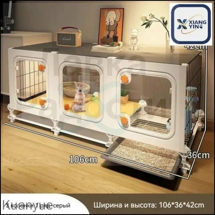 Эксклюзивная просторная клетка Катюша 106x36x42 см для содержания кроликов, грызунов и морских свинок