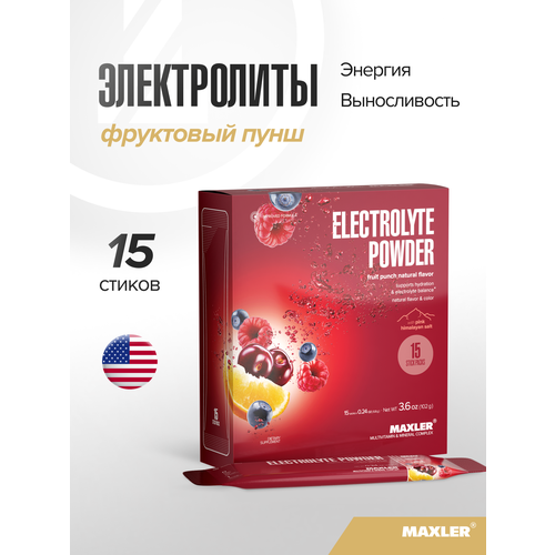Электролиты порционные Maxler Electrolyte Powder (15 стиков по 6,8 гр) - Фруктовый пунш