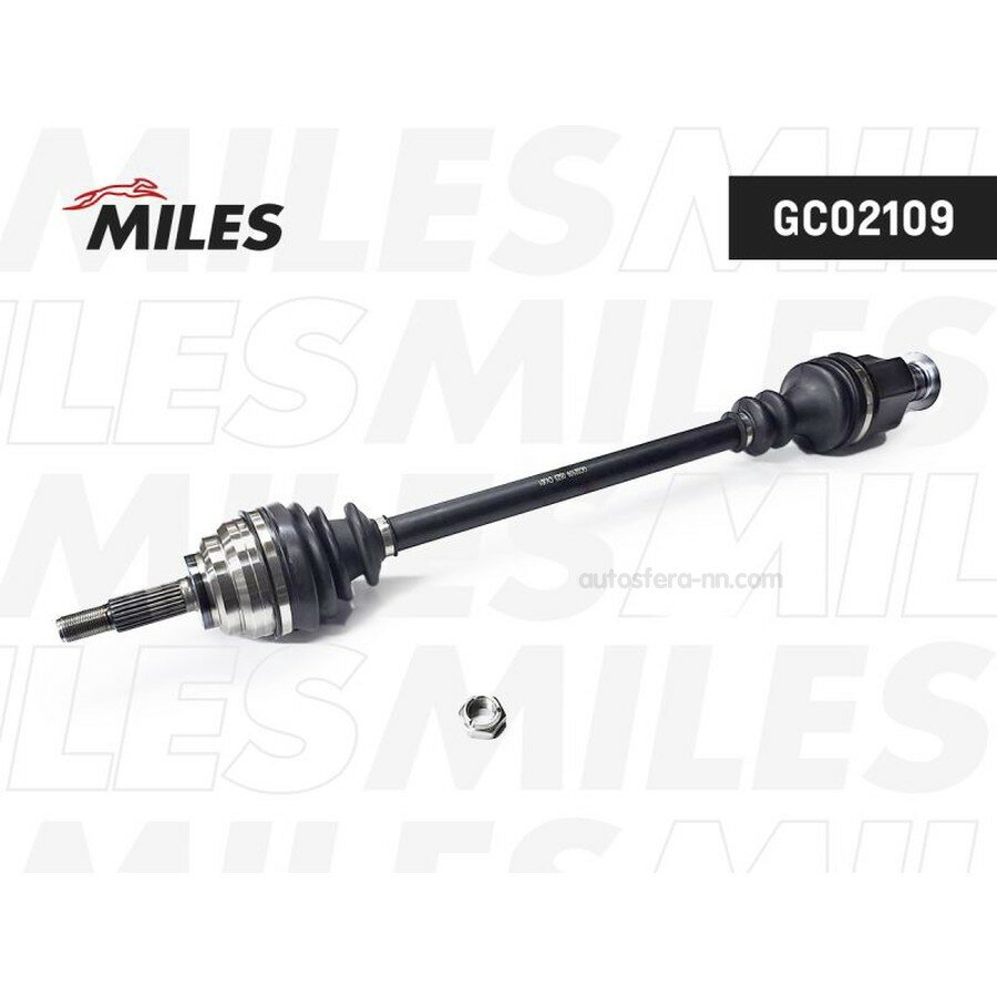 MILES GC02109 Привод в сборе правый RENAULT LAGUNA I 1.6-2.0 97-01 (GKN 303624) GC02109