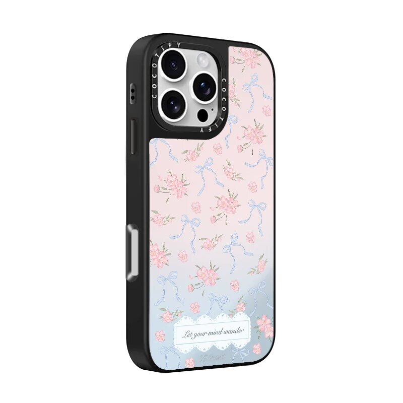 Чехол для iPhone 12 Pro Max с рисунком весенней романтики, черной рамкой и зеркальным покрытием