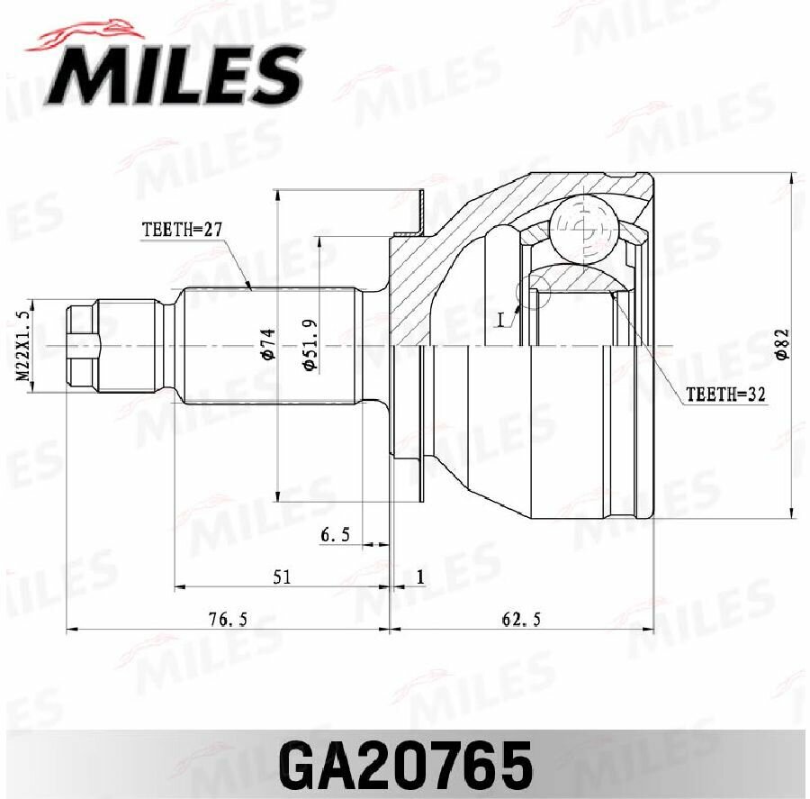 ШРУС SUB LEGACY 03-09 нар, MILES, GA20765