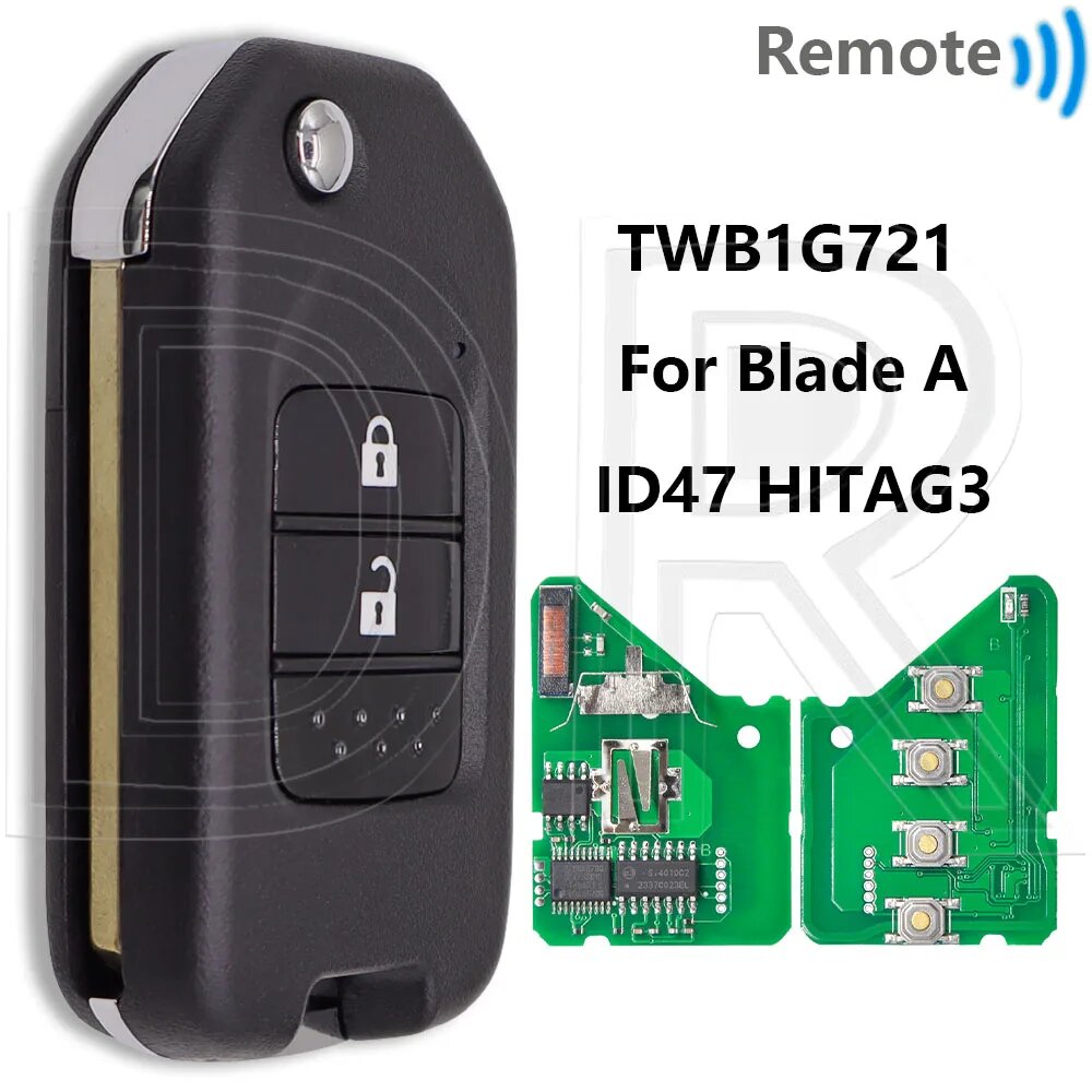 Автомобильный ключ TWB1G721 ID47 HITAG3, Blade A, Цвет: 2 BT A