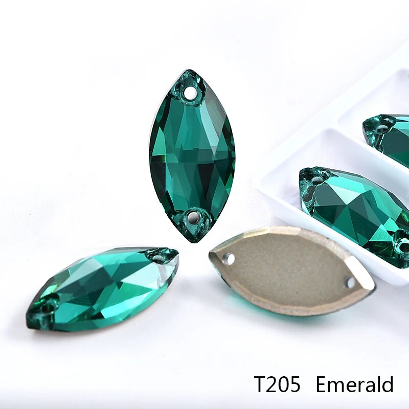 Oleeya стеклянные стразы Navette 9x18 мм 36 шт 9x18mm--36pcs, T205 Emerald