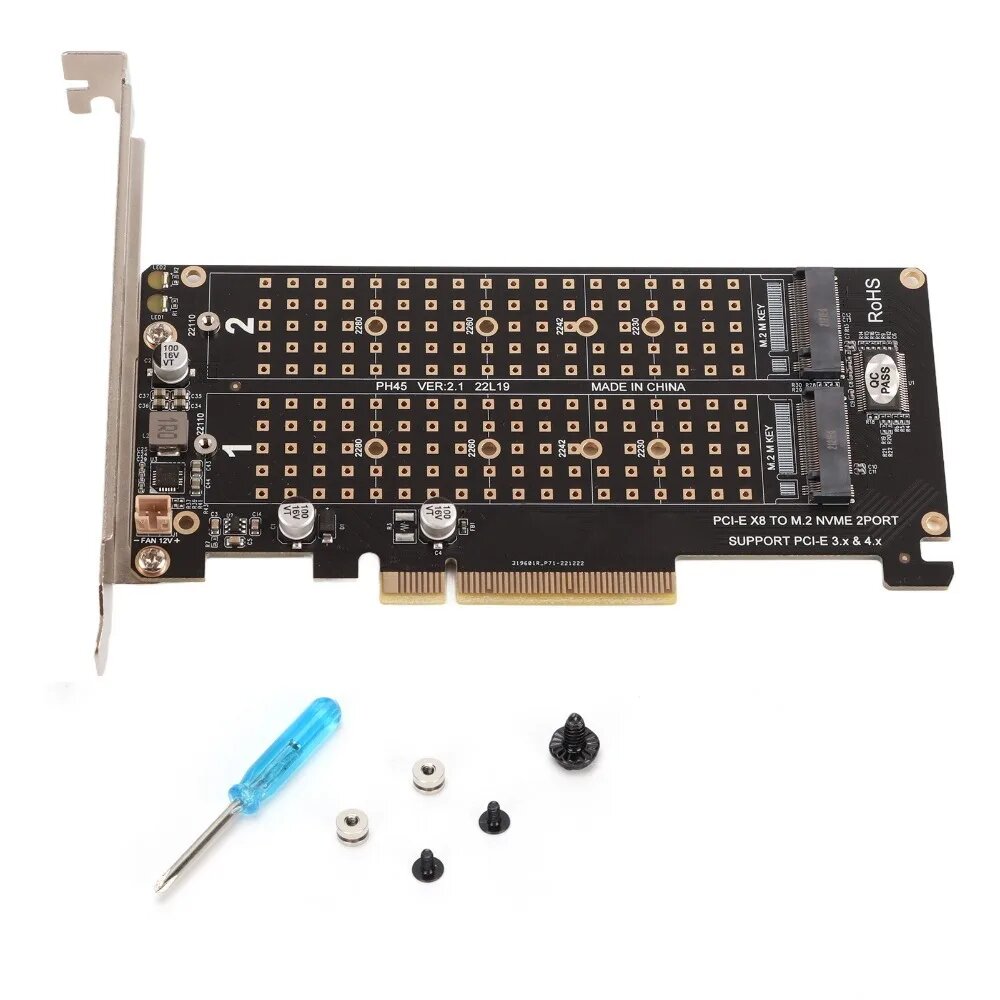 Двухпортовая карта расширения M.2 NVMe PCIe 32 Гбит/с
