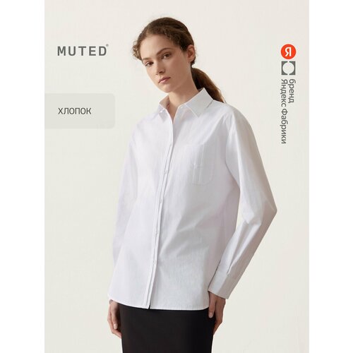 фото Рубашка muted прямого кроя из хлопка с акцентной планкой, размер 3xl, белый