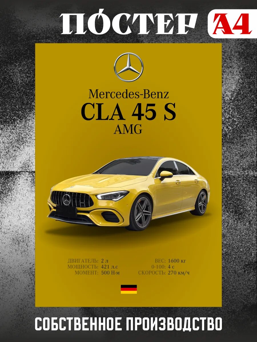 Постер на стену интерьерный А4 Mercedes-Benz CLA 45 S AMG
