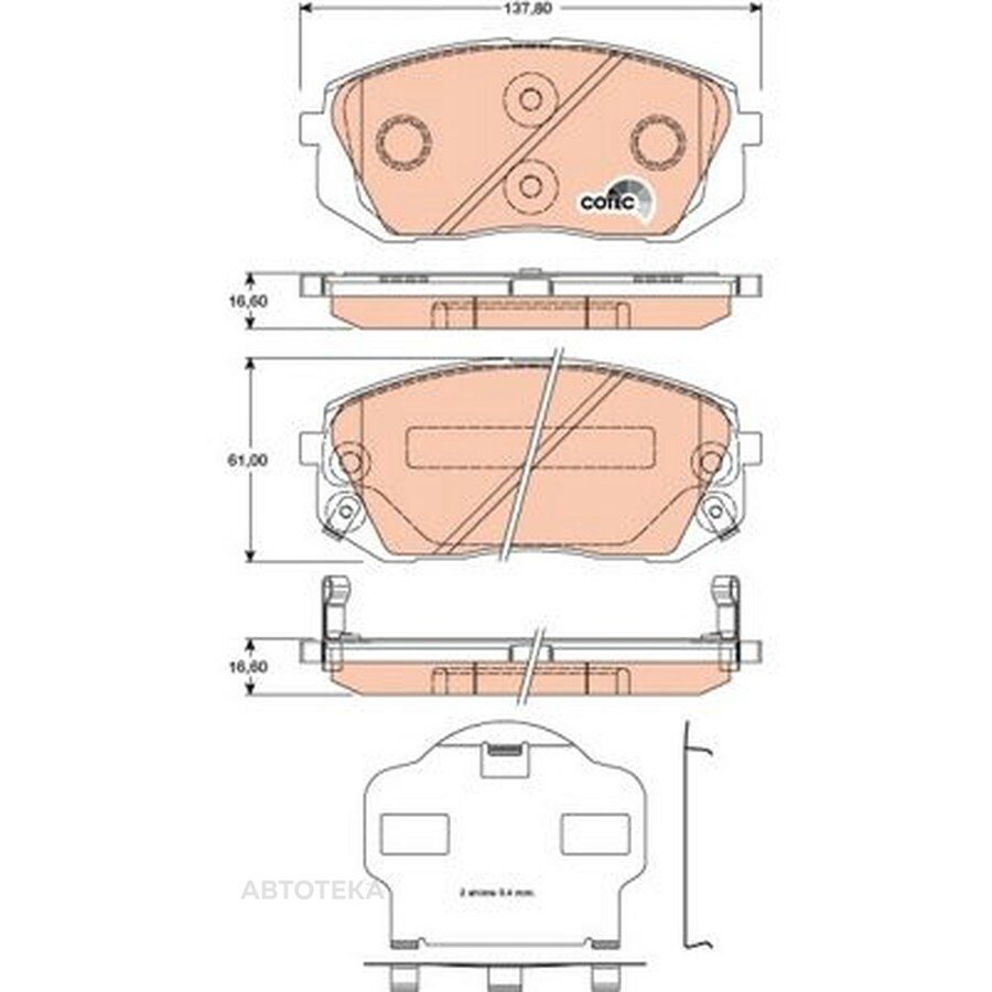 Колодки тормозные передние HYUNDAI IX35 10-/KIA SPORTAGE 10-/CARENS 02- ZF RUSSIA GDB3461ZFR