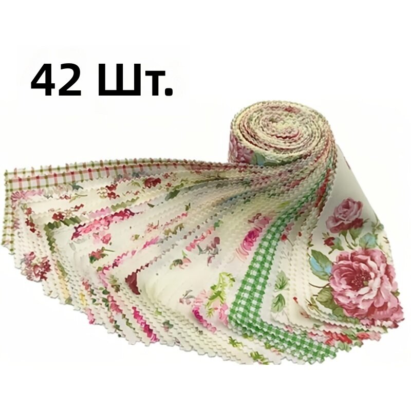 Тканевые полосы для пэчворка 42 шт, 6,4×25 см, с разными узорами, для рукоделия и скрапбукинга