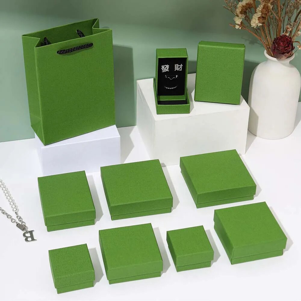 Картонные подарочные коробки для ювелирных изделий Weikende Зеленый, 7x7x3cm
