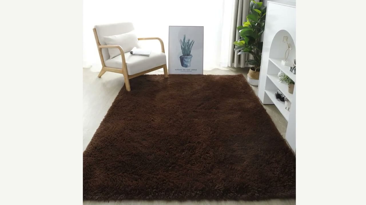 Ковер прямоугольный коричневый шегги 140x200 см, мягкий ковер из полиэстера для гостиной и спальни — фото 1