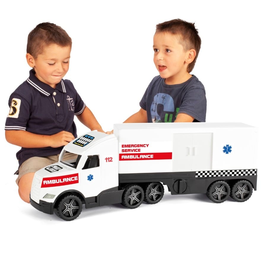 Игрушечная машинка Wader Magic Truck Action скорая помощь, белый, красный, 81 см