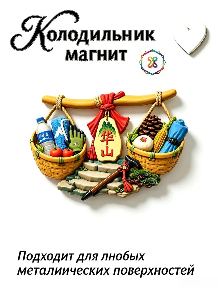 Магнит на холодильник, креативный дизайн "Бамбуковая корзина на дулах Хуашань ", китайский сувенир для путешественников, декор для дома, стен, кухни, небольшой подарок.