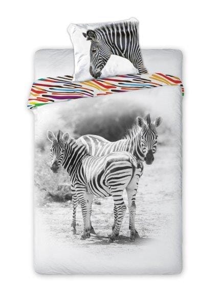 Комплект постельного белья Faro Wild Zebra, 160x200 см, черно-белый