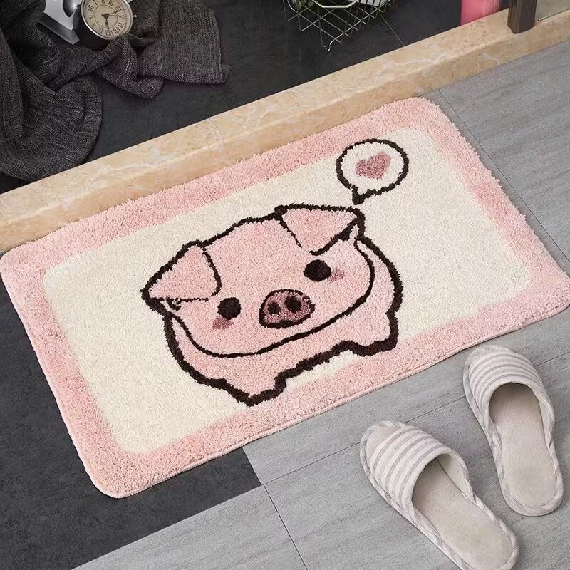 Милый коврик для ванной с поросенком, впитывает воду и не скользит, 60x90 см