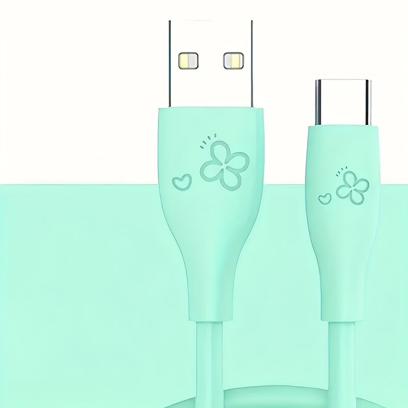 Кабель USB-A на USB-C для зарядки и передачи данных, 3 А, USB 2.0, небесно-голубой, длина 79 дюймов