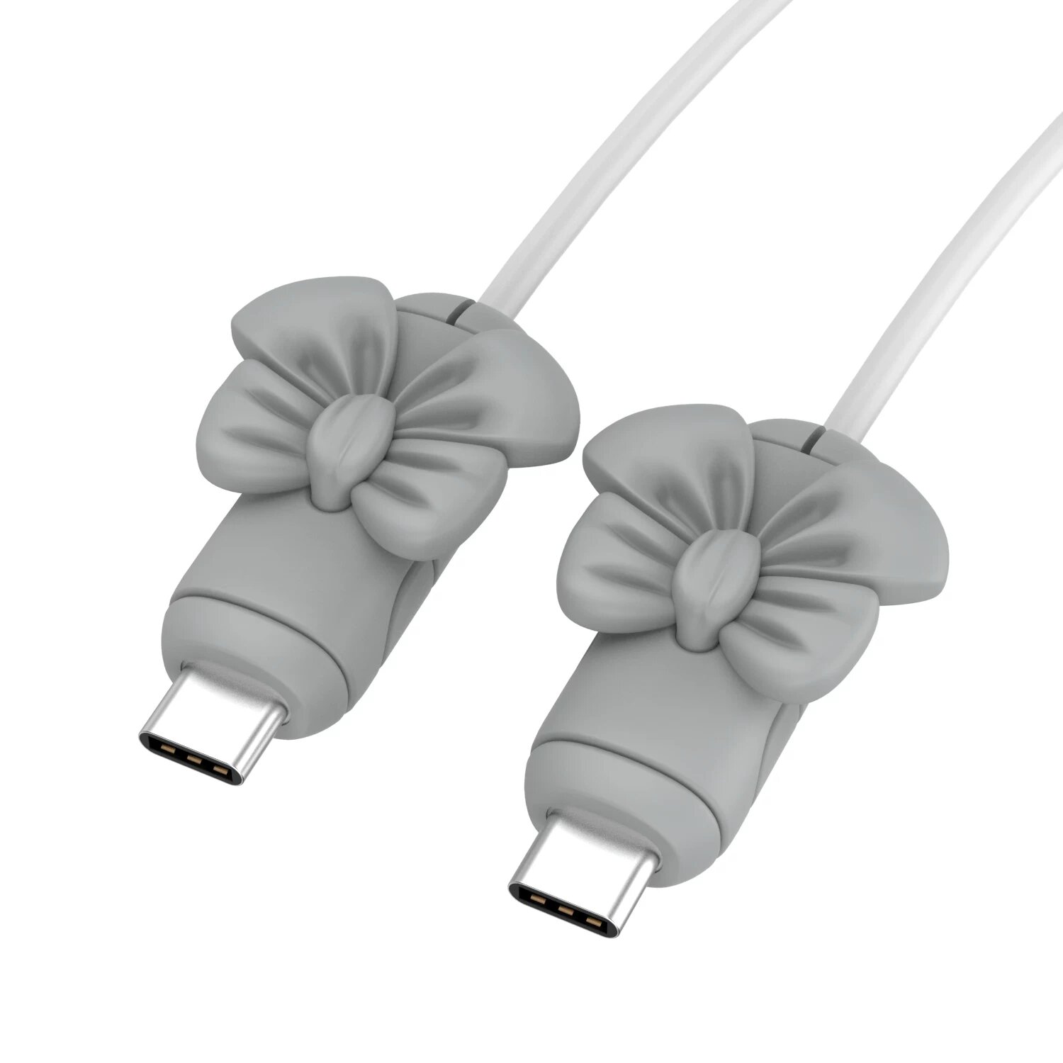 Защитный чехол для кабеля с бабочкой, Dual Type-C, серый, анти-слом