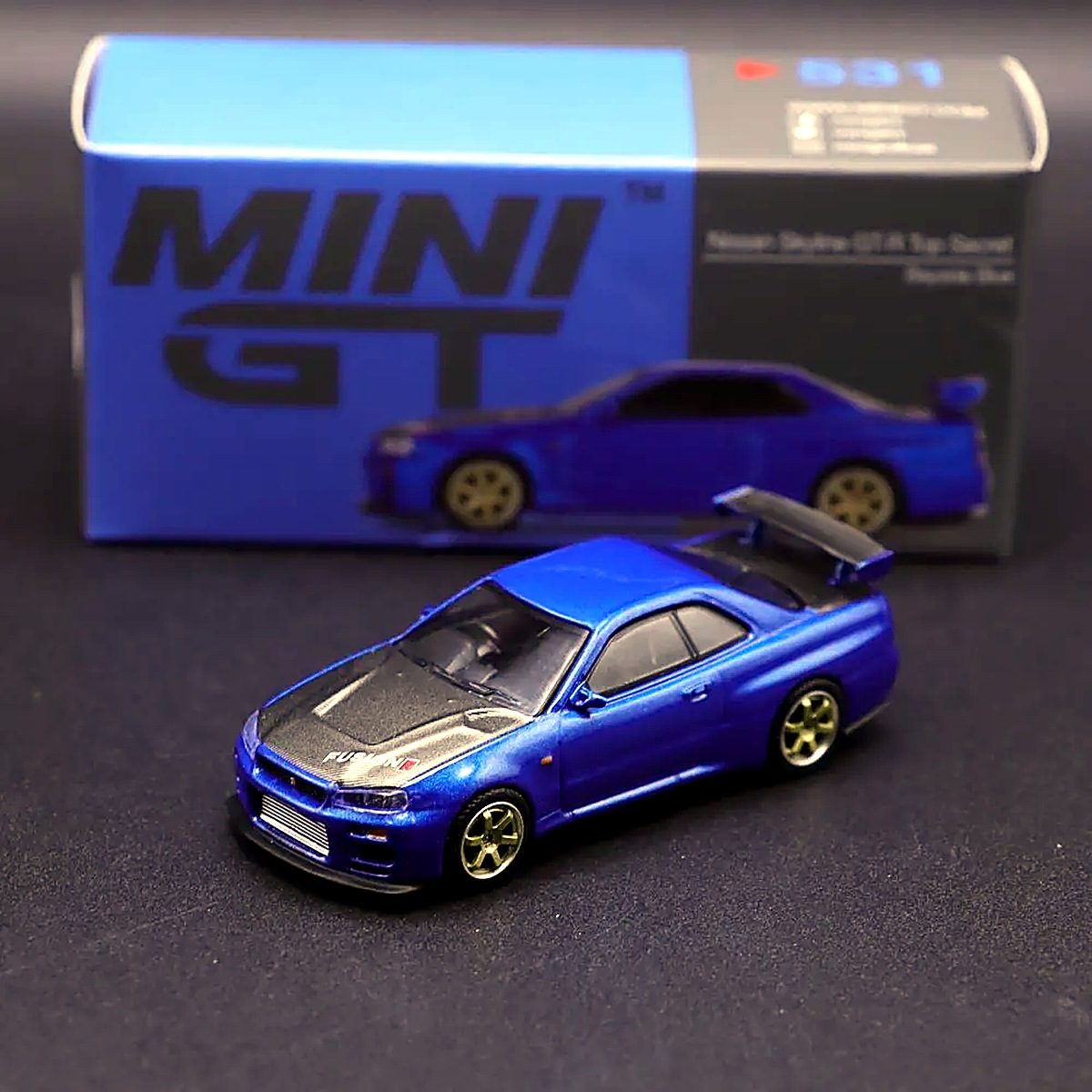 Машинка MINI GT 1/64 Nissan Skyline GT-R (R34) Top Secret Bayside Blue #531 Die-cast Alloy Car Model Collection Gift
