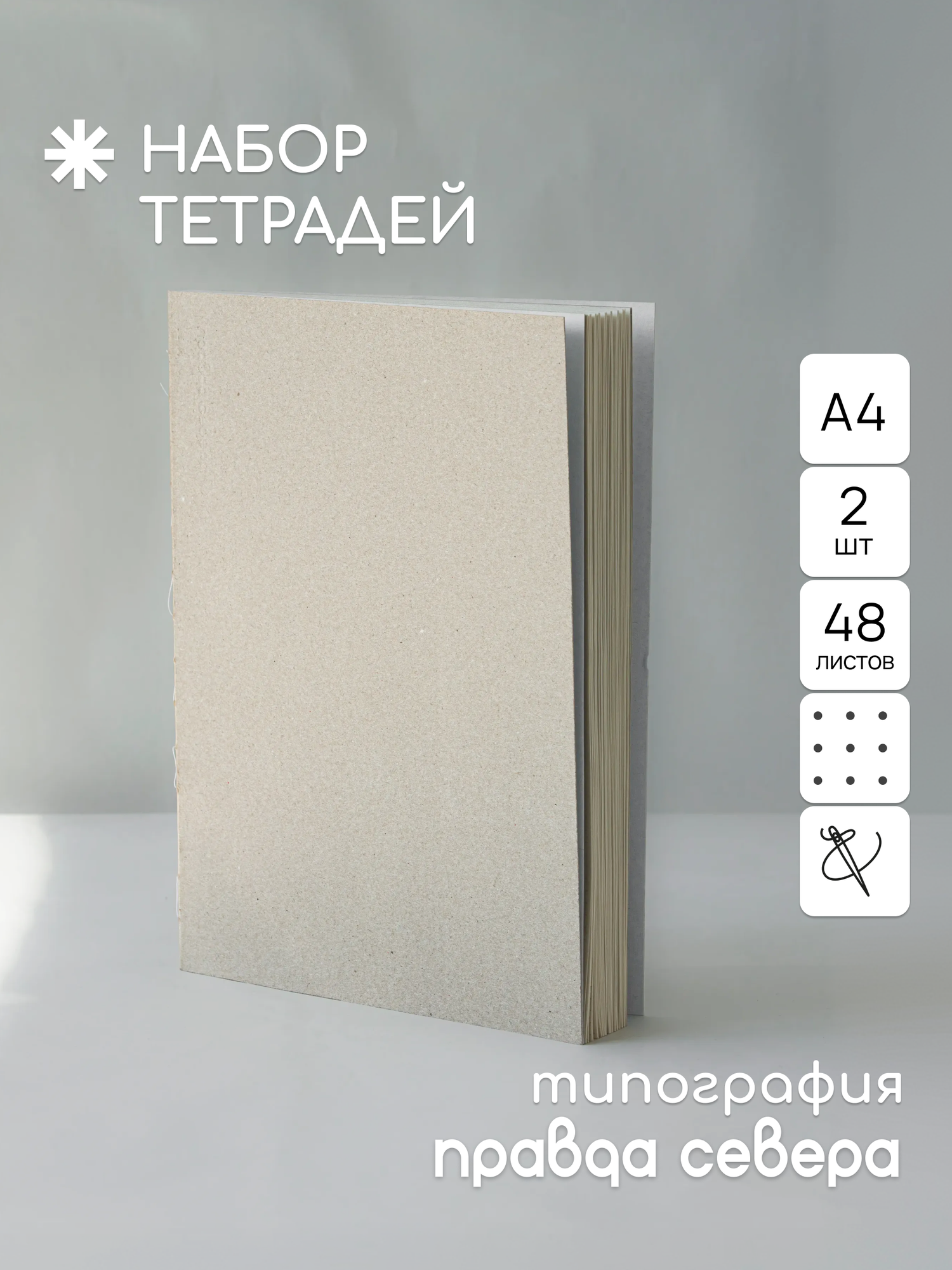 Тетрадь А4 в точку 48 листов 2шт / крафтовая обложка / №2.4 / "Правда Севера"