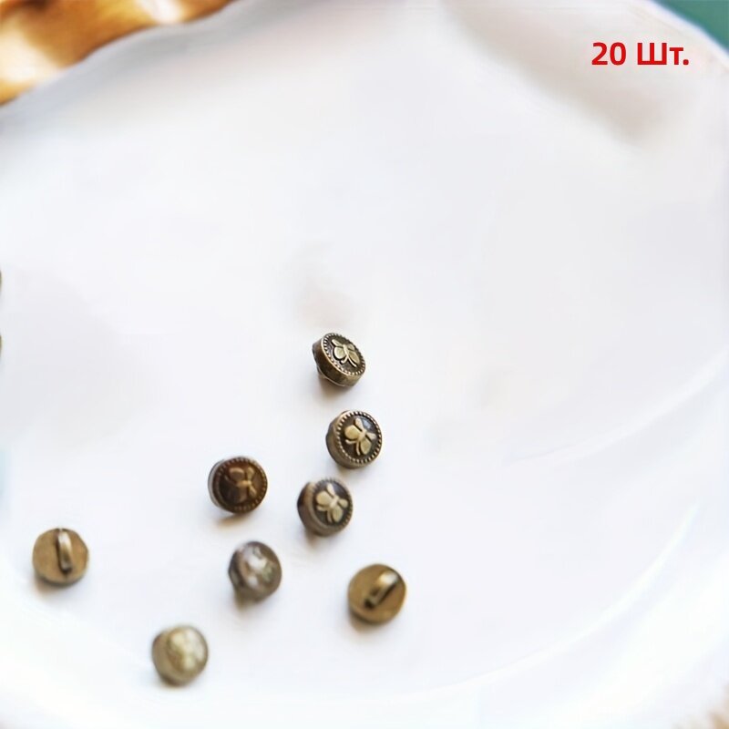 Миниатюрные готические металлические пуговицы, 20 шт, диаметр 0.5 мм, цвет бронза, с крестами, розами и флер-де-лис для кукольной одежды, миниатюрного шитья, курток, платьев и костюмов