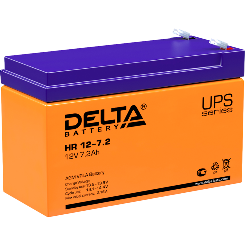 Батарея для ИБП Delta HR 12-7.2, 12 В, 7.2 Ач HR12-7.2