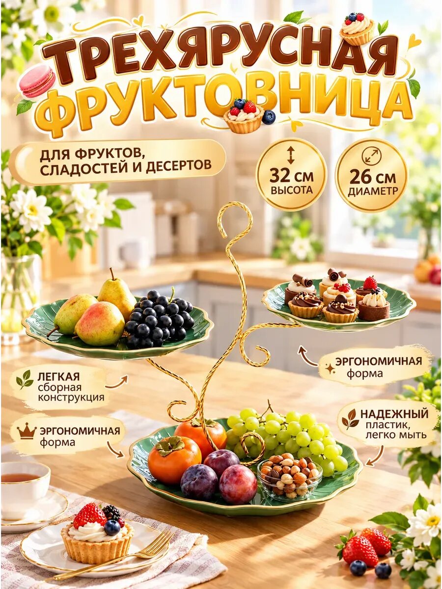 Фруктовница конфетница блюдо сервировочное Павлин
