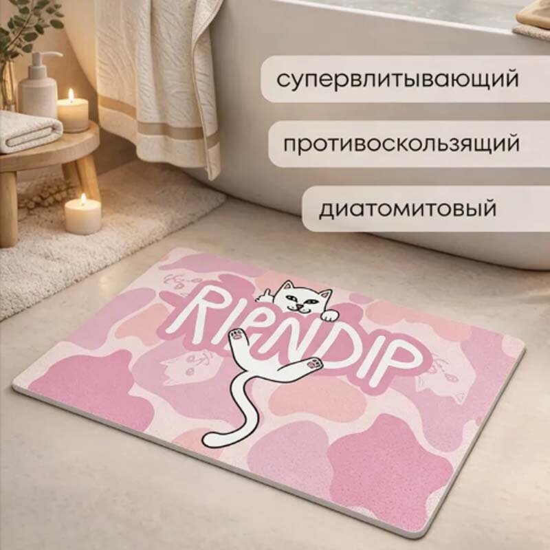 Милая коврика для ванной из диатомита с мультяшным котом (Узор 7) нескользкая впитывающая коврик 40x60см