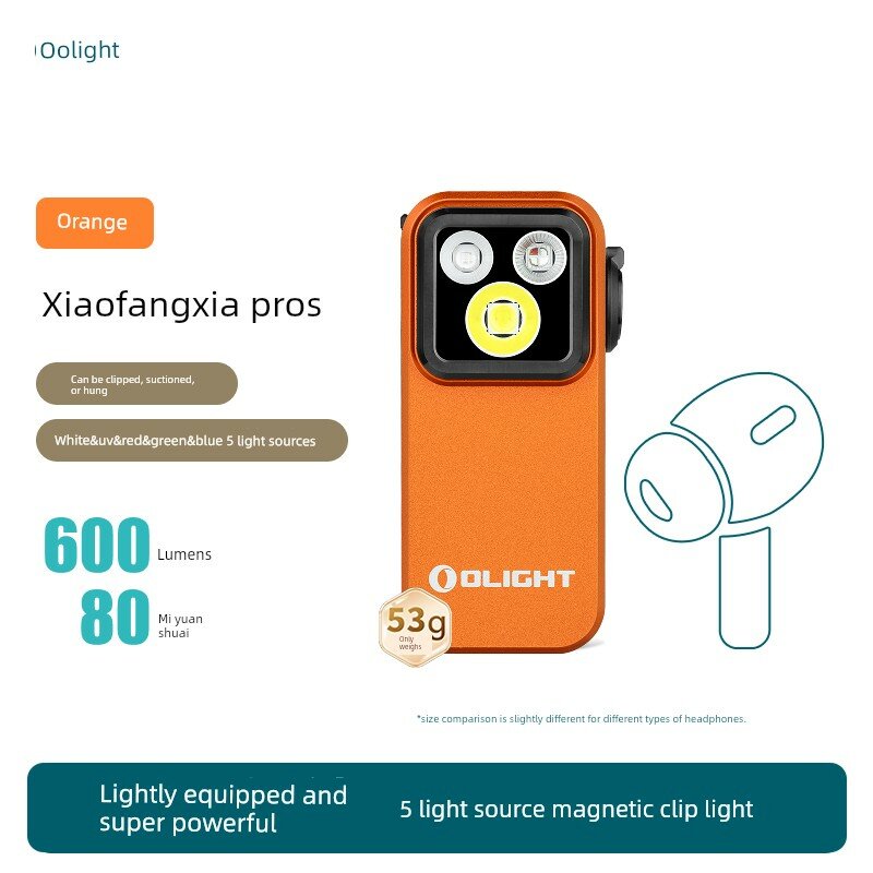 Фонарик OLIGHT Cube Pro S, магнитный налобный фонарь, портативный уличный LED фонарик, Orange