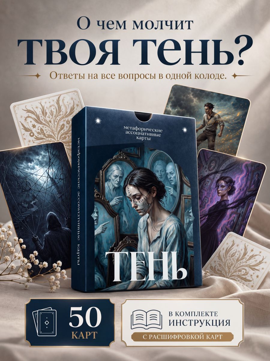 Метафорические ассоциативные карты "Тень" 50 карт МАК карты универсальные для женщин
