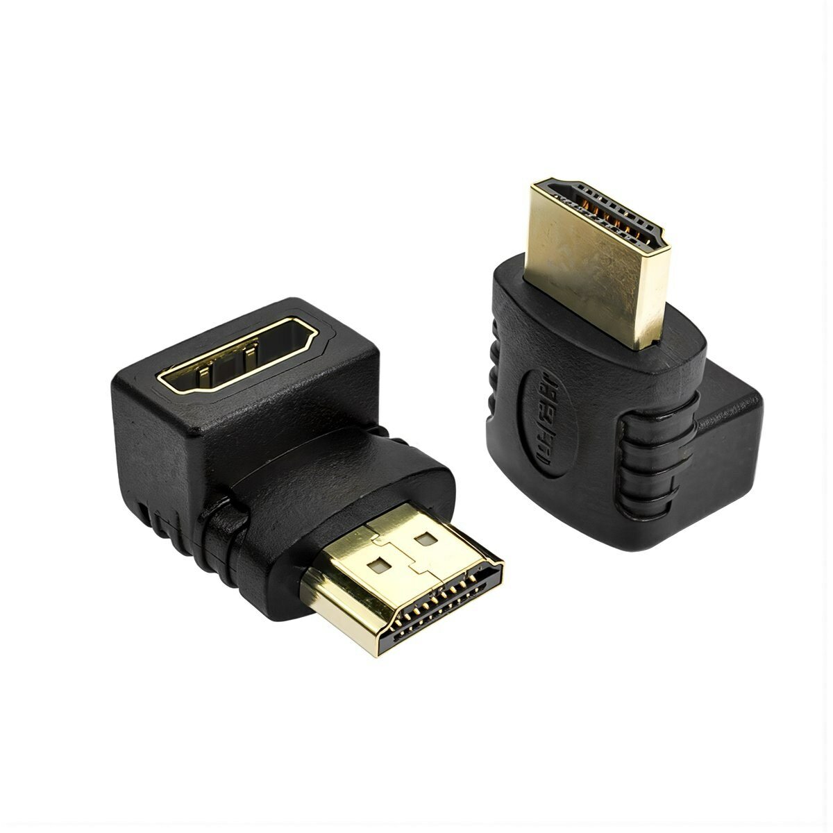 Адаптер для видеоподключения монитора 90 градусов HDMI мужской к женскому разъему позолоченный с защита от излома кабеля