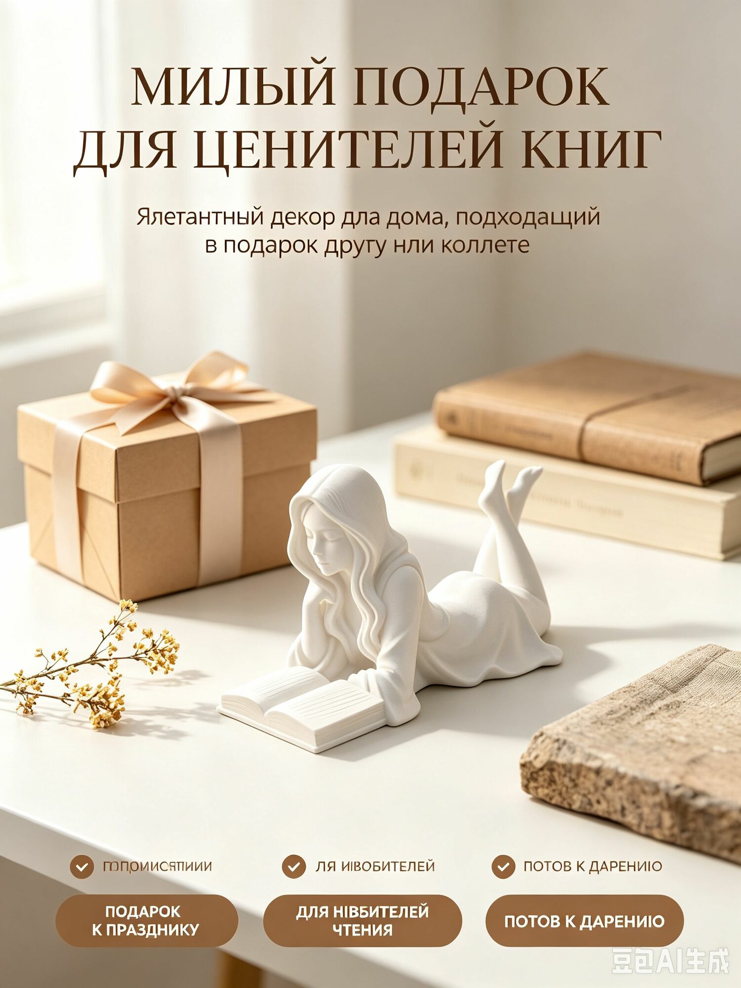 Фигурка декоративная белое, высота 5.5 см, длина 11 см