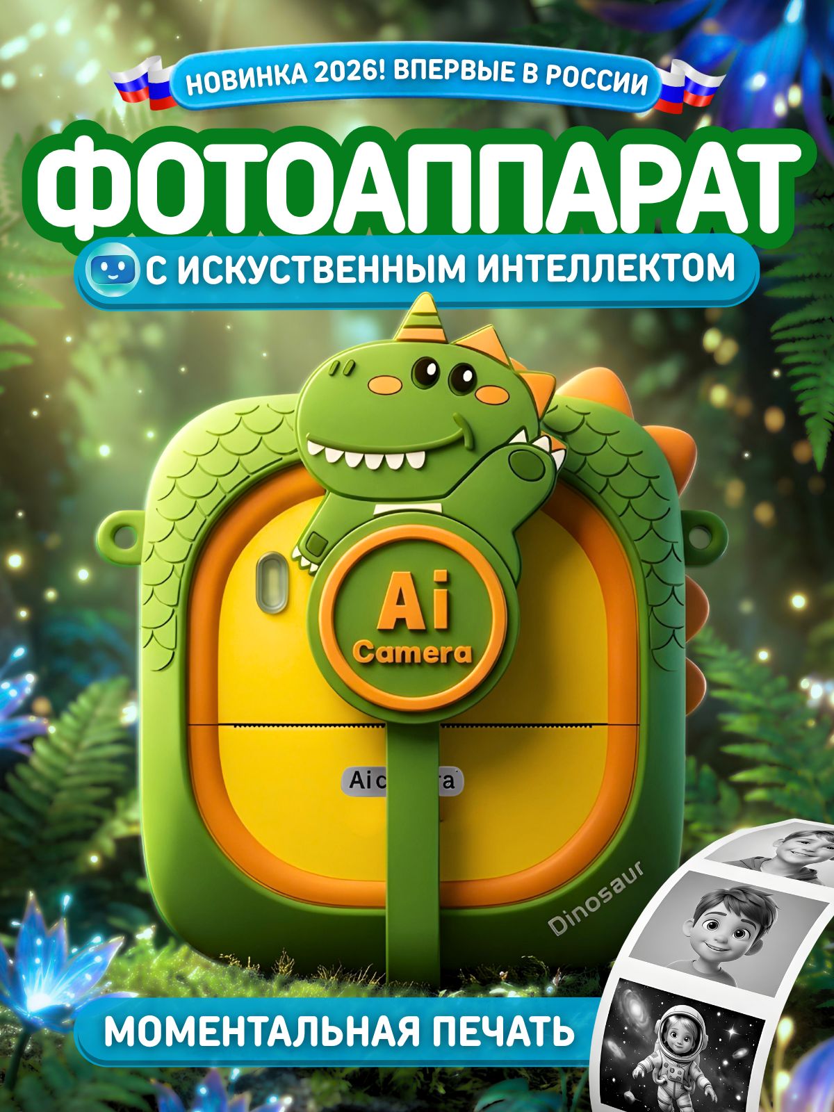 Фотоаппарат детский c искусственным интеллектом и моментальной печатью JAVANICA