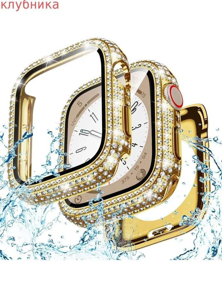 Защитный чехол бампер для Apple Watch Series 4/ 5/ 6/ SE, 40 мм, с противоударными свойствами, Функция хранителя экрана, твердая оболочка, со стразами