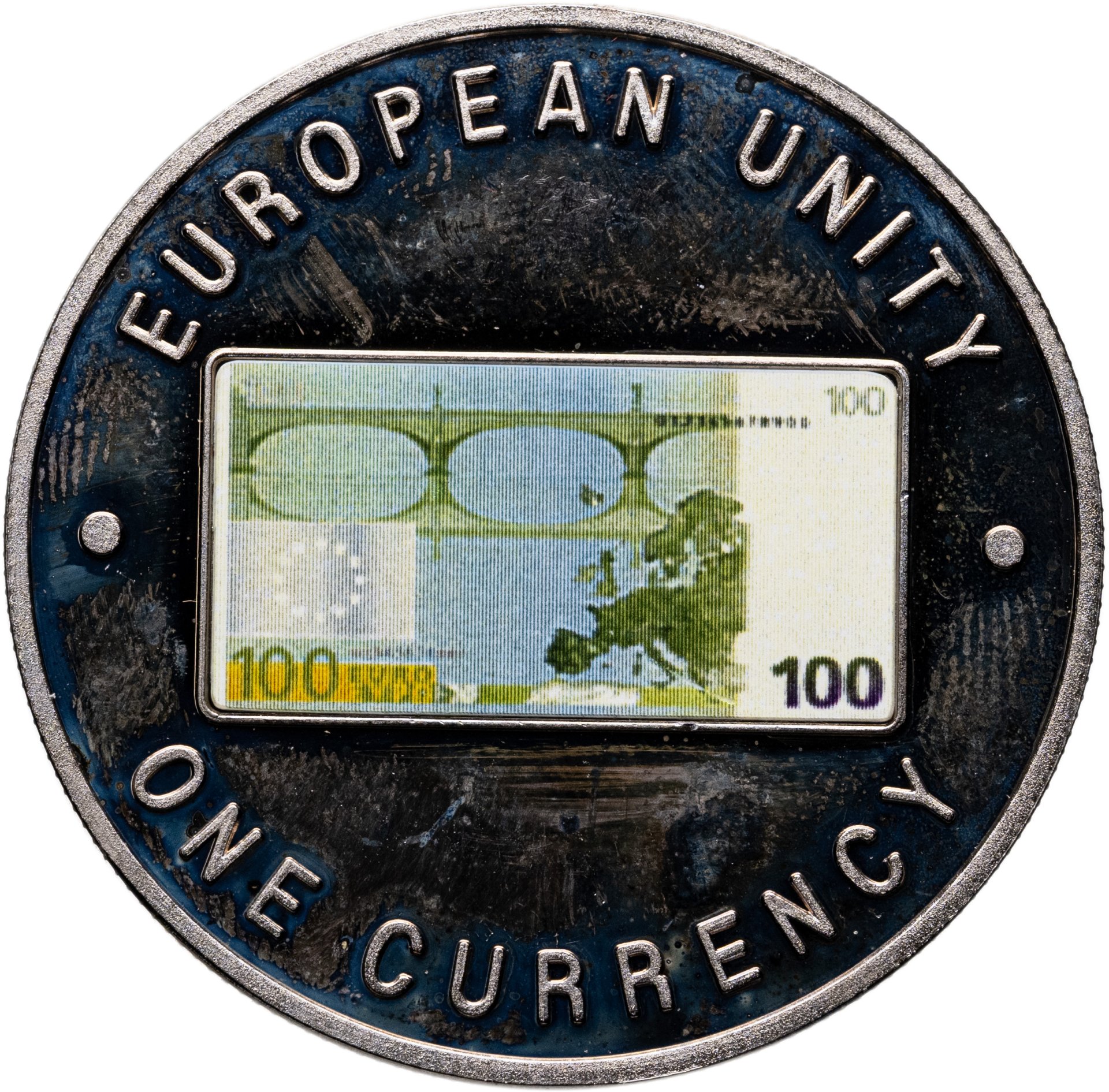 Замбия 1000 квача 1999 "Банкнота 100 евро - реверс", МНЦ медь-никель-цинк, в сохранности Proof