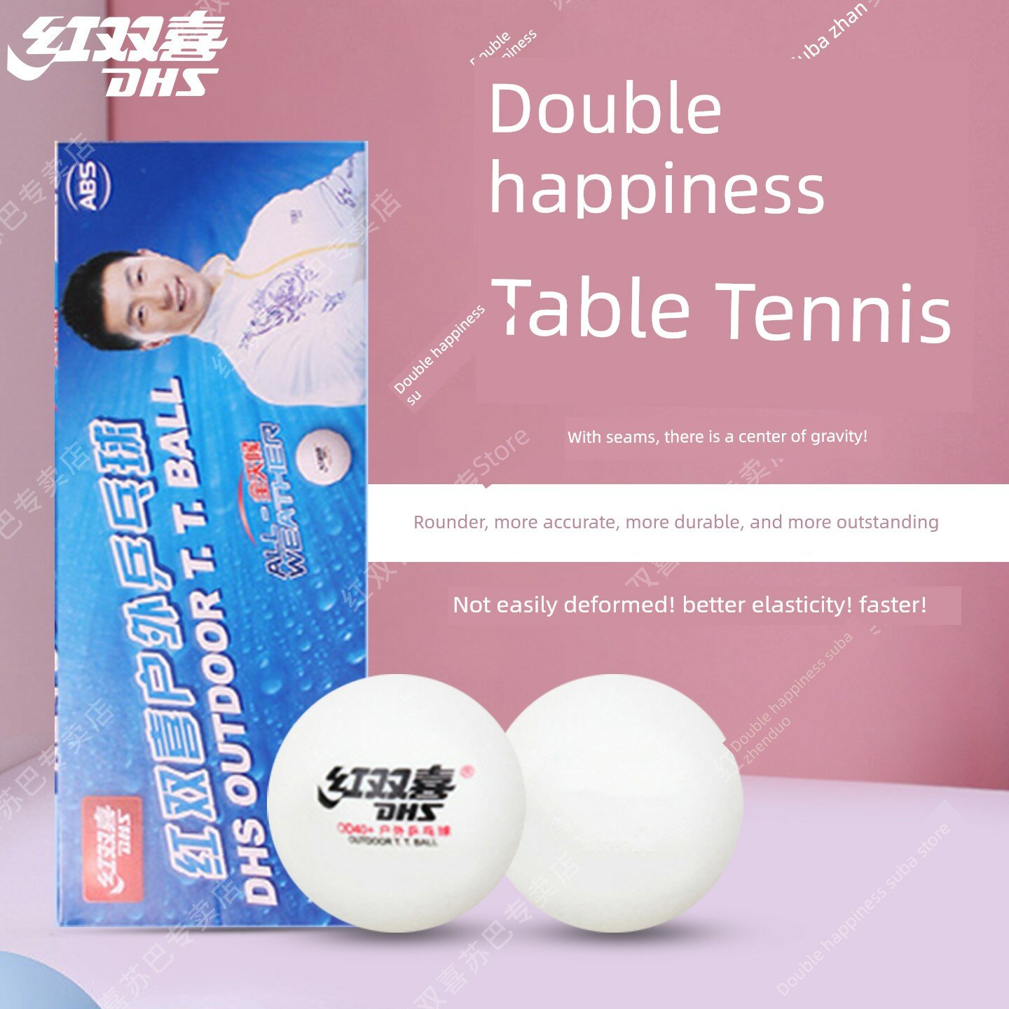 Теннисные мячи Red Double Happiness для улицы белые, 10 шт. в коробке для тренировок