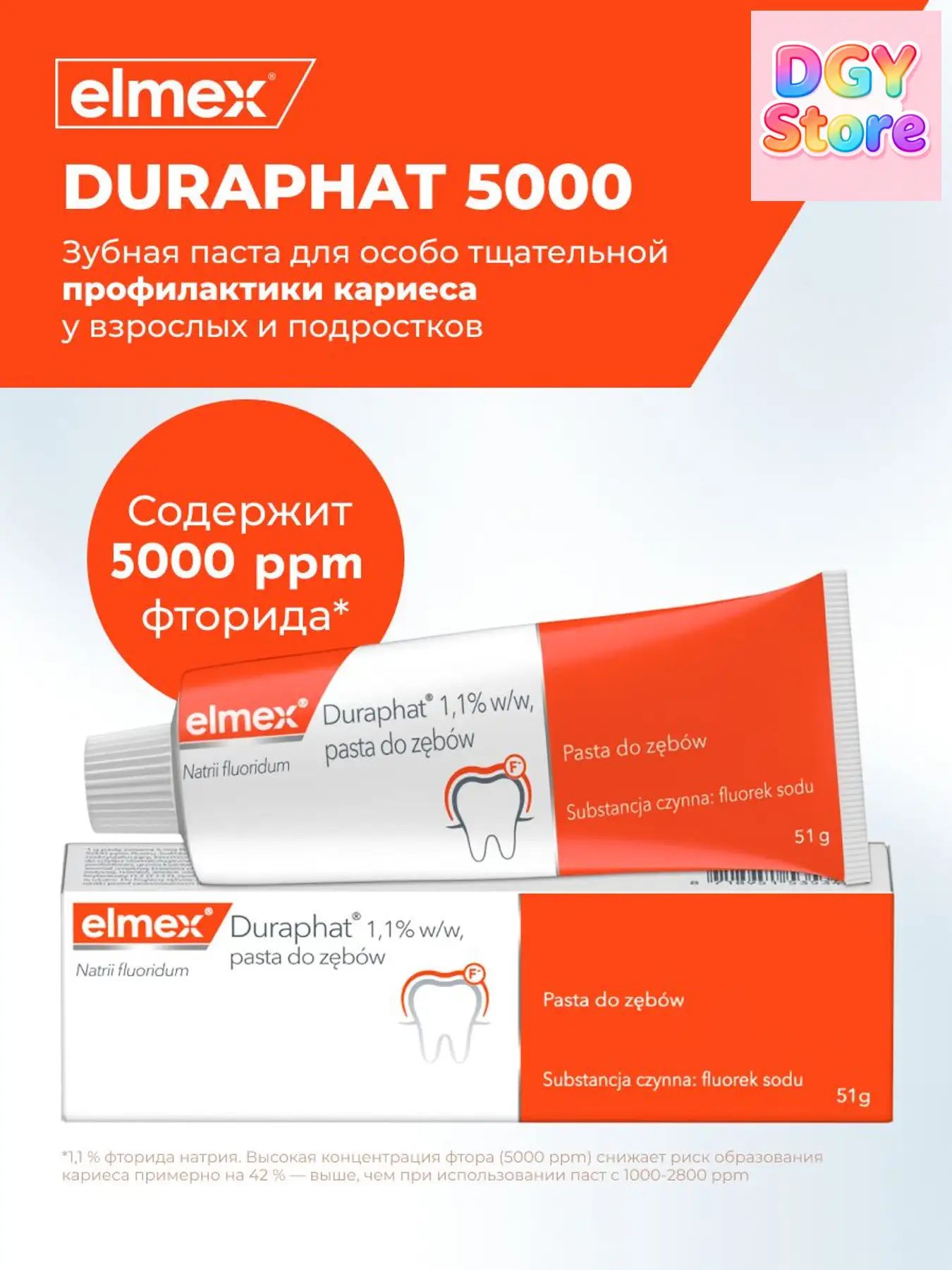 Эксклюзивная Duraphat паста зубная с фтором 5000 ppm в тубе 51 г